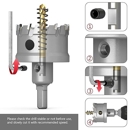 Miniatura 5 de GSTK Mejora de Sierra Perforadora de Carburo de Alta Resistencia, Sierra Perforadora de Acero, Broca de Taladro TCT - Mejora de Dureza de Aleación,