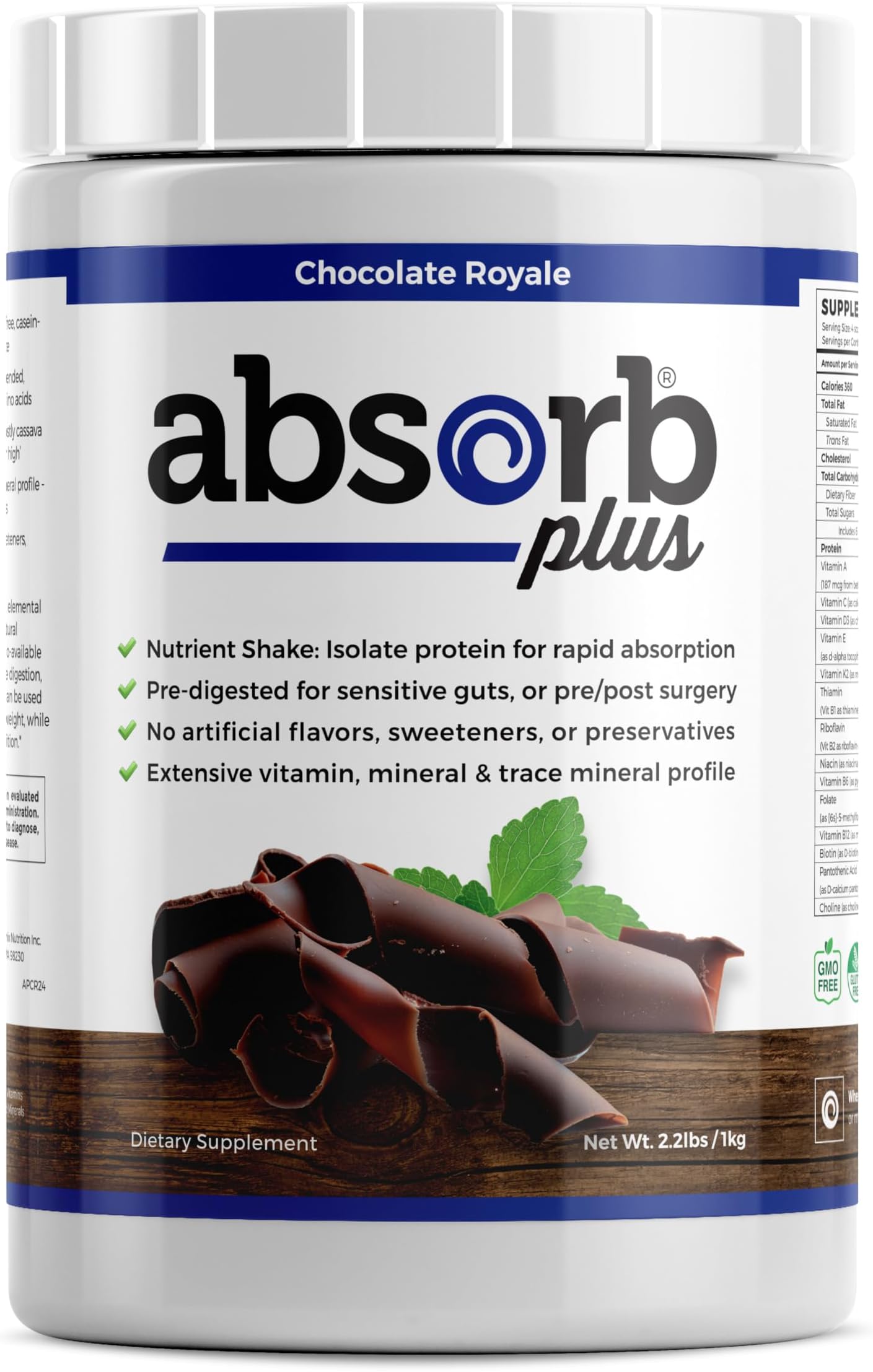 Isolate Protein - Diet Supplement for Improved Gut Health, Extra Nutritional Support, Non-GMO, Gluten-Free, Lactose-Free, Casein-Free (2.2 Lbs, Chocolate Royale)