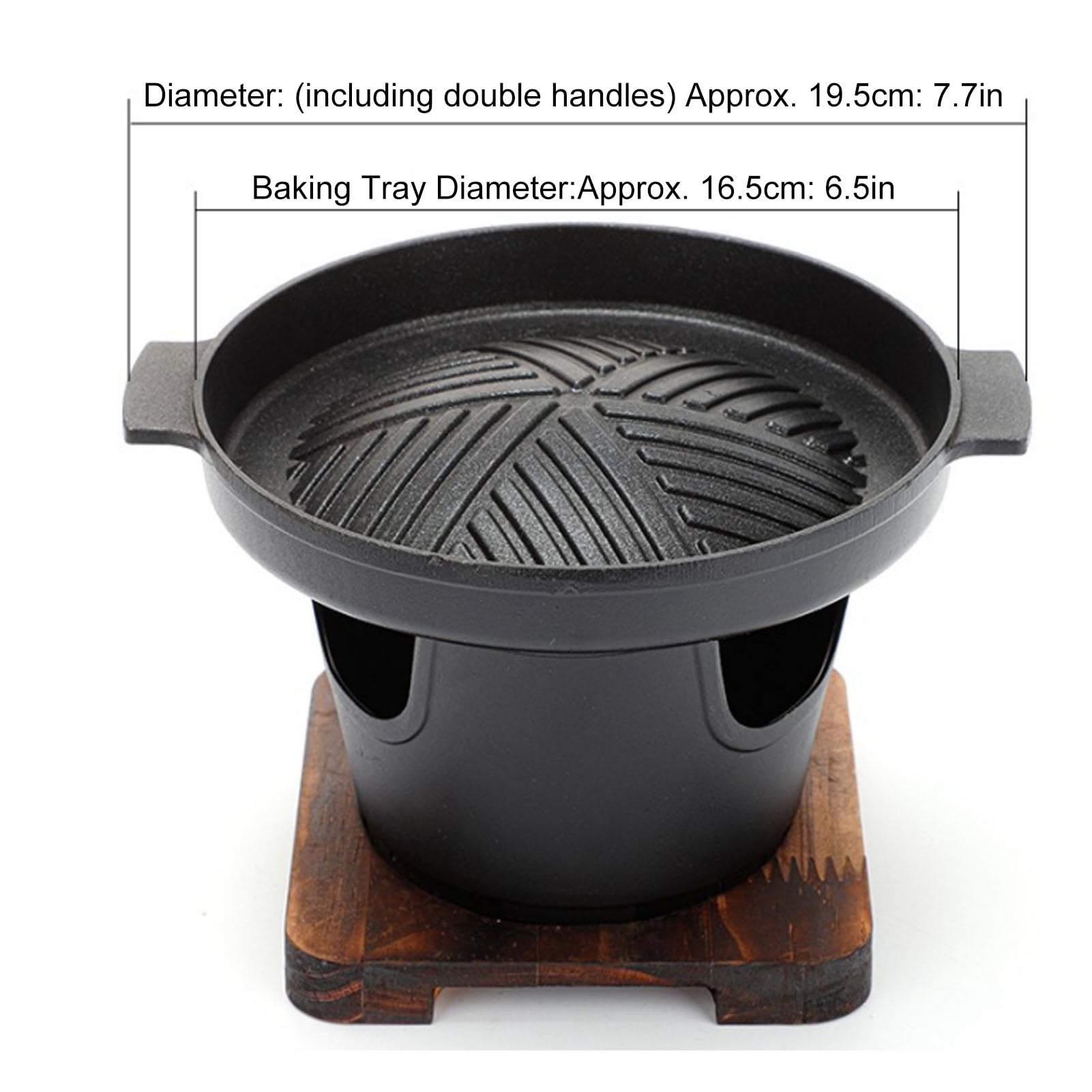 Griglia per barbecue da appoggio, griglia a carbone portatile da tavolo con piastra in legno a prova di bastone, senza fumo, per campeggio, picnic, casa (HN-BBQ18A)