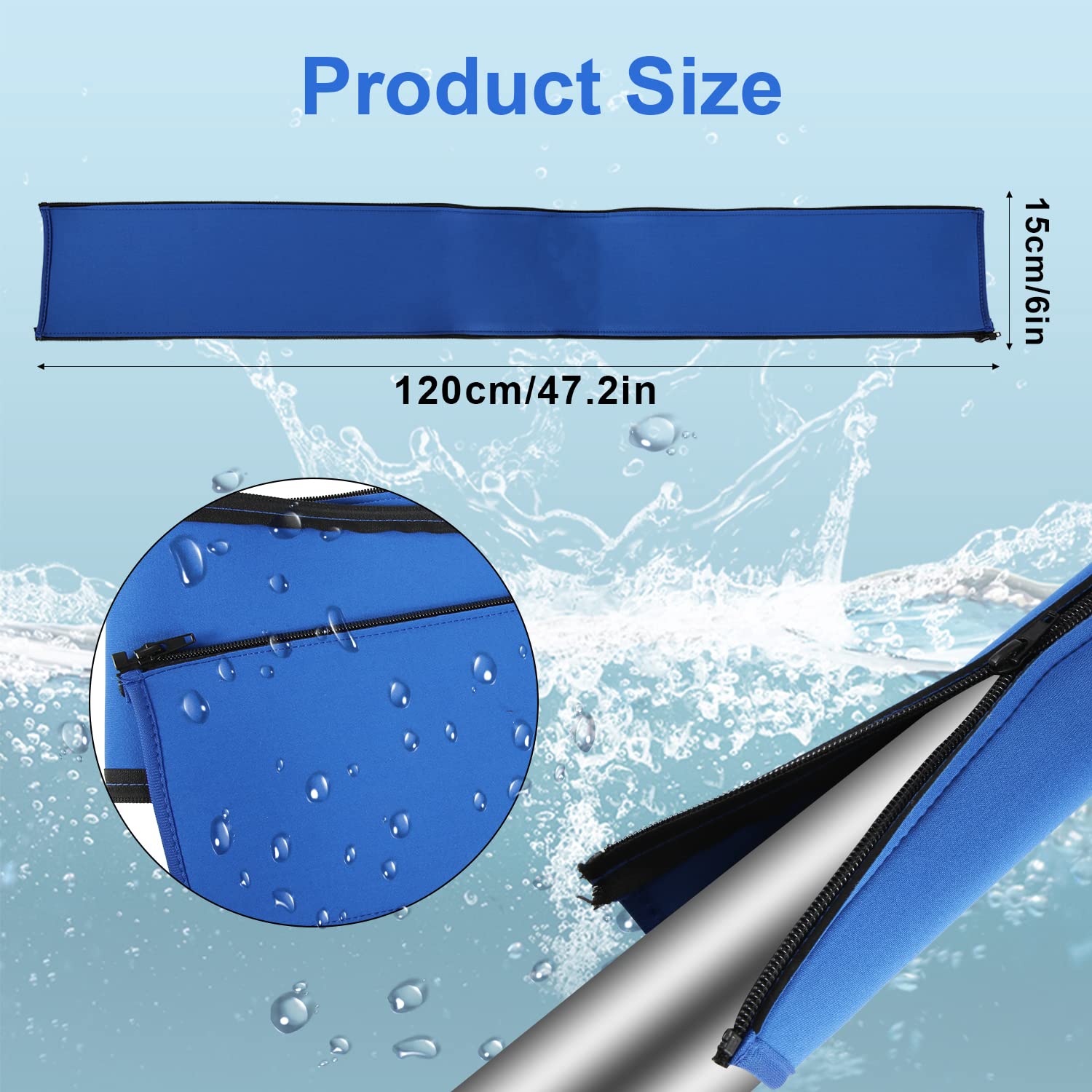 Agarre para Pasamanos de Piscina con Cremallera Antideslizante, Barandilla Azul de Seguridad 120cm de Largo para Aislamiento Térmico en Verano