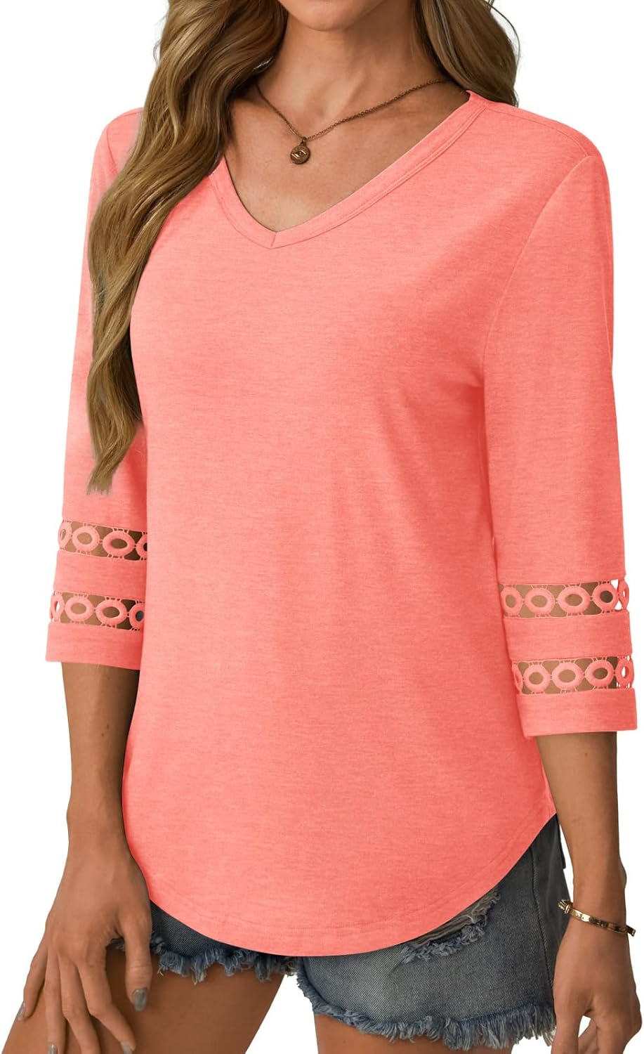 3/4 Length Sleeve Womens Tops Dressy Casual Blouses for Women 2025 Trendy V Neck T Shirts Summer Clothes - Image 4