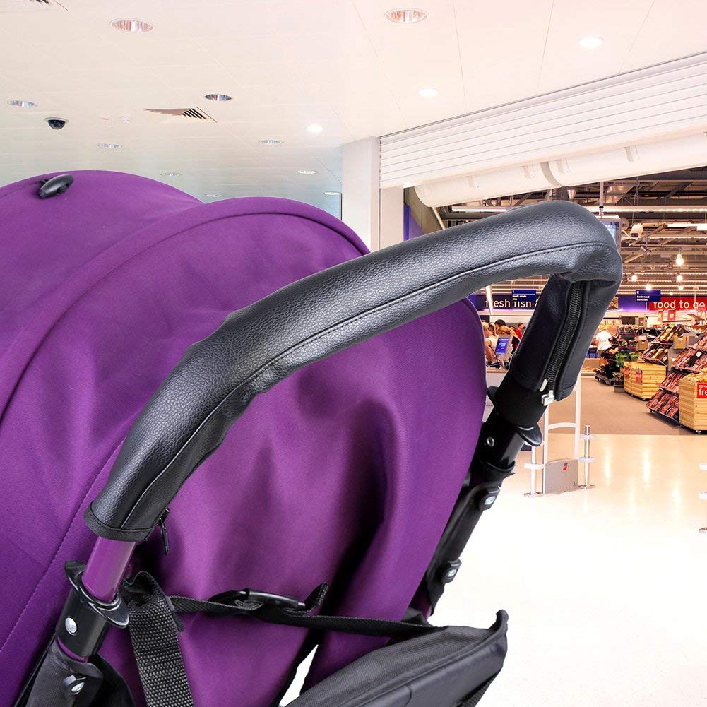 Copri Maniglia per Passeggino in Pelle Nera Copri Bracciolo per Passeggino in Pelle PU Protezione per Maniglia per Passeggino Accessori per Passeggino per Carrozzina