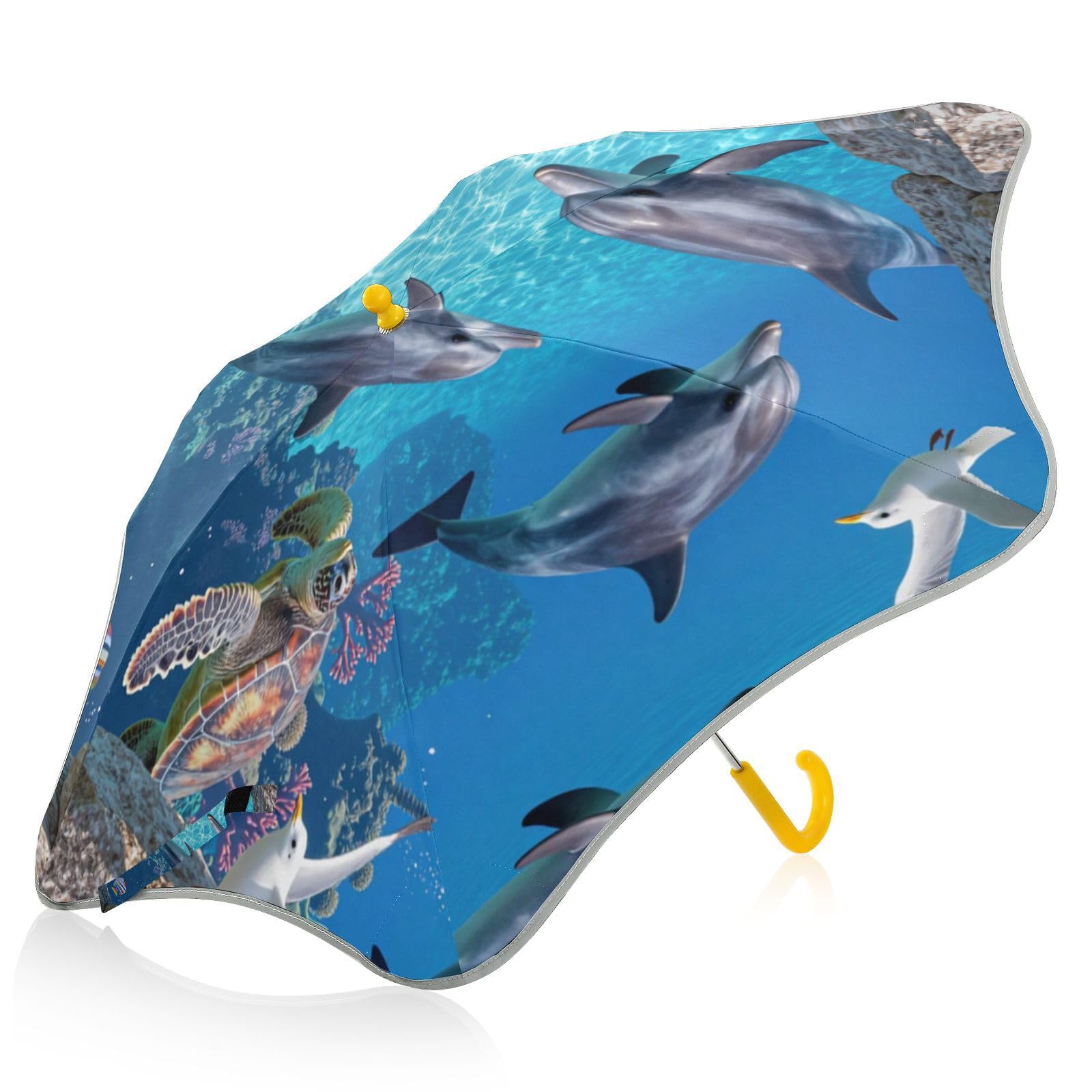 GuoChe Parapluie à poignée droite 6 baleines en aluminium et fibre de verre