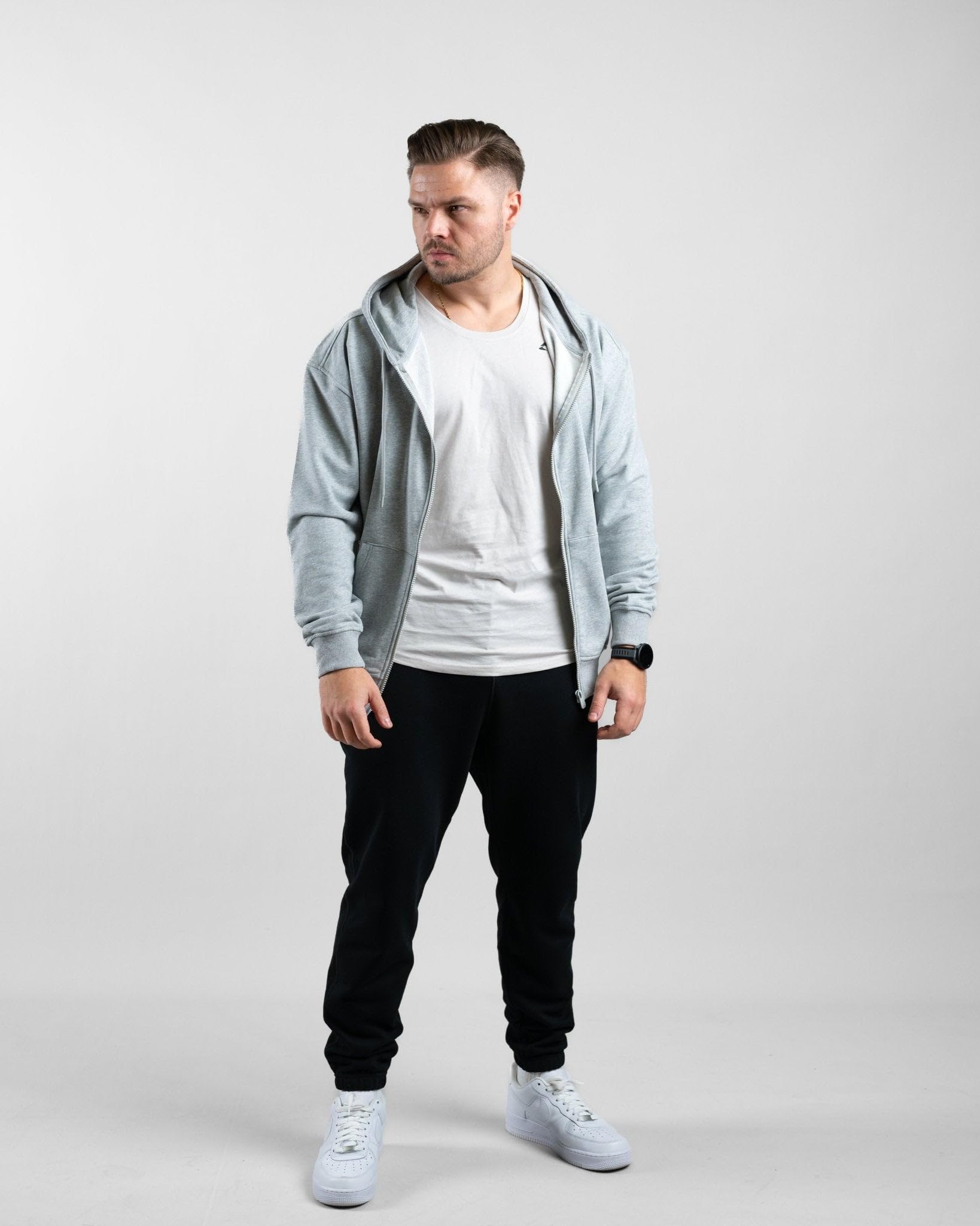ATHLETIC AESTHETICS Essential Oversize Zip Hoodie - Oversize Zipper Kapuzen Pullover für Herren, Langarm Hoody mit Reißverschluss, Kapuzenpullover für Sport, Fitness, Gym und Freizeit, Pulli