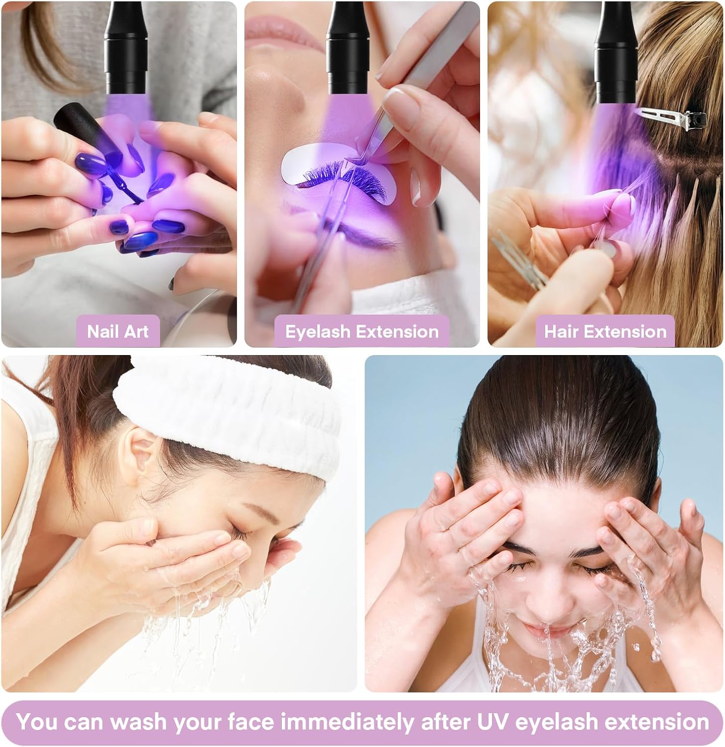 MYSWEETY UV Lash Light for Light Curing UV Eyelash Glue, 5W LED Eyelash Extensions Nail Tech Glue Lamp with Foot Pedal Control, Glue Cured in 2-3 Seconds, 10 Eye Patch+Goggles, Adjustable Spot Size