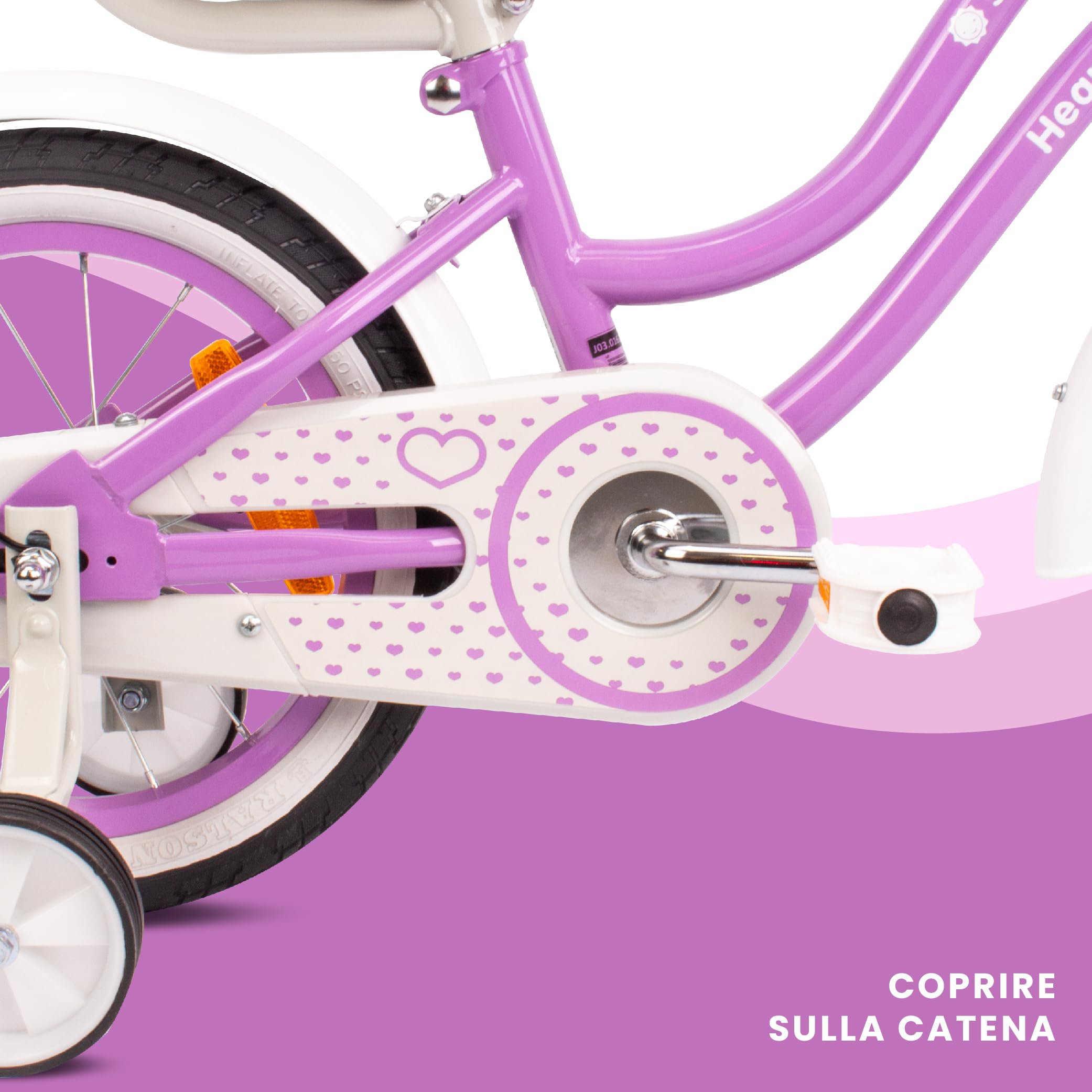 Sun Baby Heart Bike Bicicletta bambina 12/14/16 pollici, bici con rotelle, barra di spinta, cestino, campanello