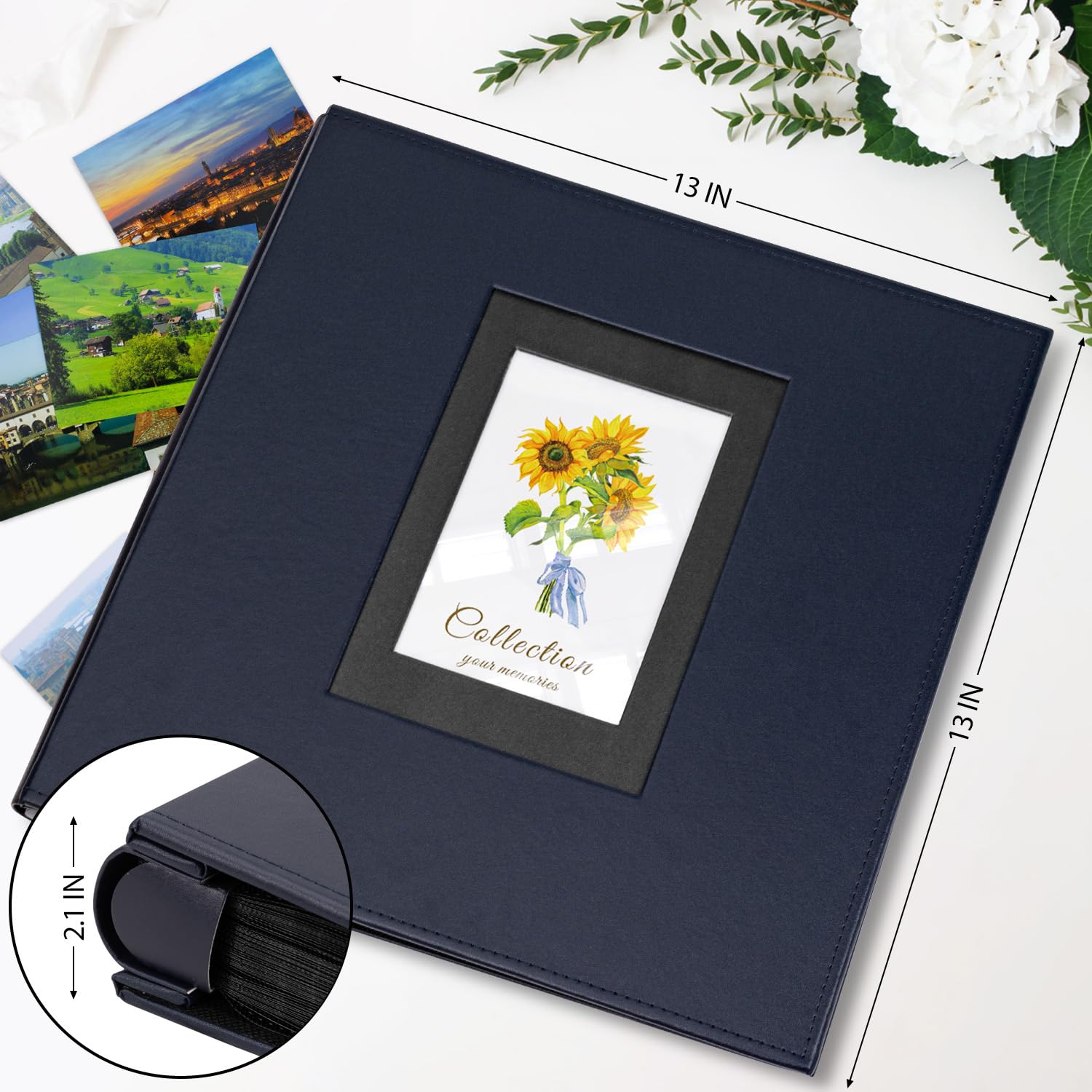 Fotoalbum, 10 x 15 cm, 600 Fotos, Ledereinband, extra große Kapazität, für 600 horizontale und vertikale 10 x 15 cm Bilder, Aufzeichnung, Valentinstag, Weihnachten, Urlaub, Gedenkgeschenk (blau, 600