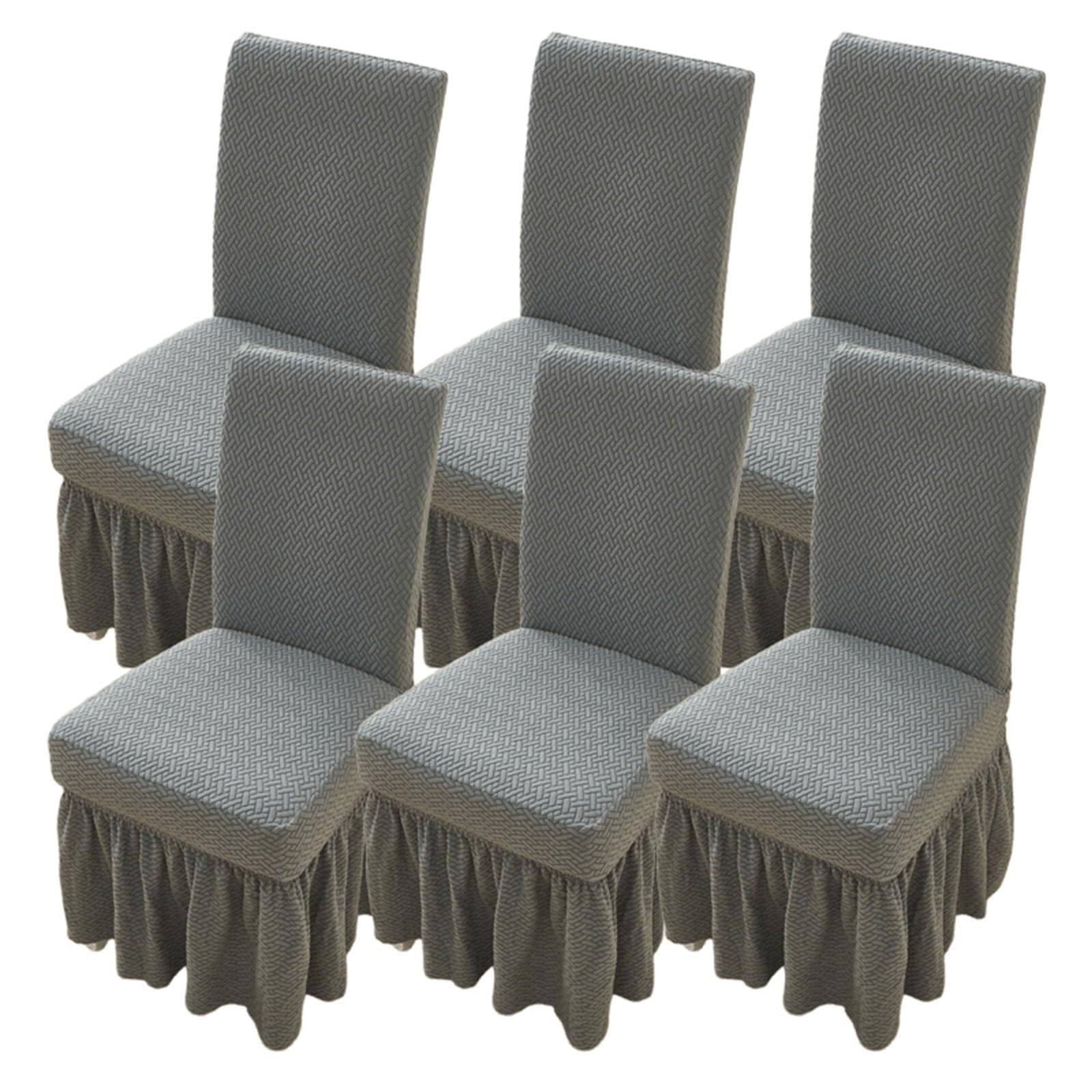 NMVAWIPT Dining Chair Covers With Long Skirt, For Room, Universal Anti-Slip Slipcovers For Kitchen Wedding Party Banquet(#4,6 Set)