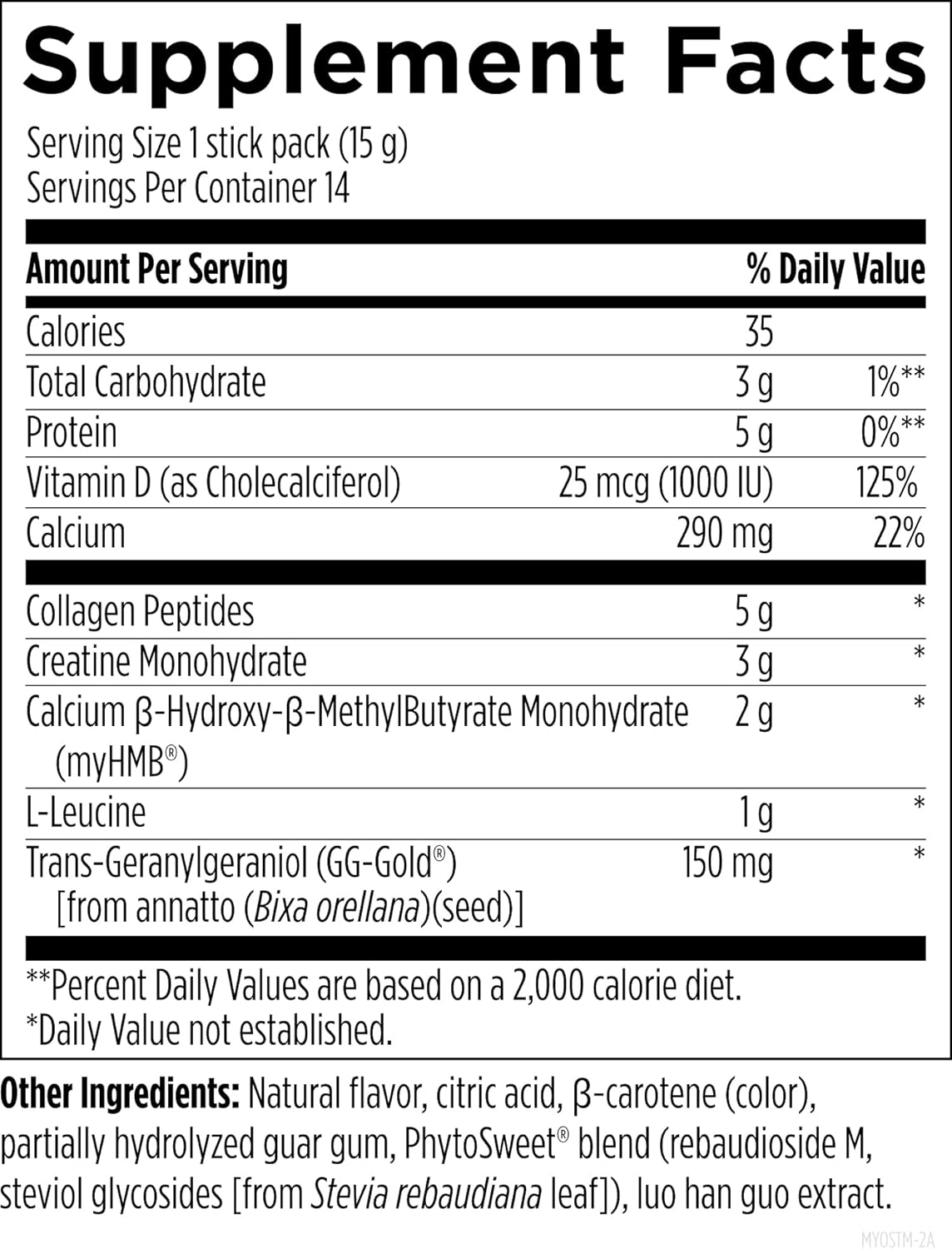 Designs for Health MyoStim - HMB + Collagen Peptides Powder with L-Leucine + Creatine to Support Healthy Aging - May Help Attenuate Age-Related Muscle Loss - Clementine-Flavored Drink (14 Stick Packs)