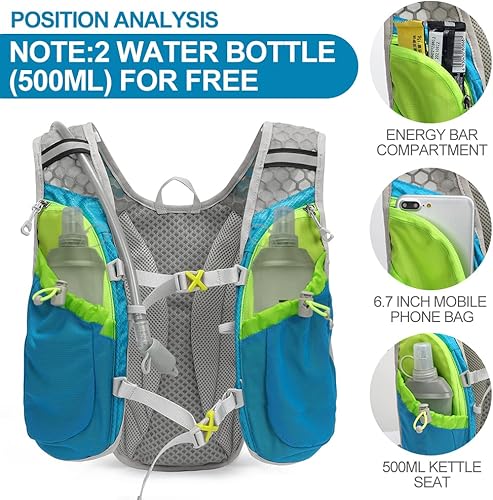 Miniatura 5 de IX INOXTO - Mochila de hidratación, chaleco de hidratación para correr con bolsa de agua de 1.5L (50 onzas) para hombres y mujeres, mochila de agua