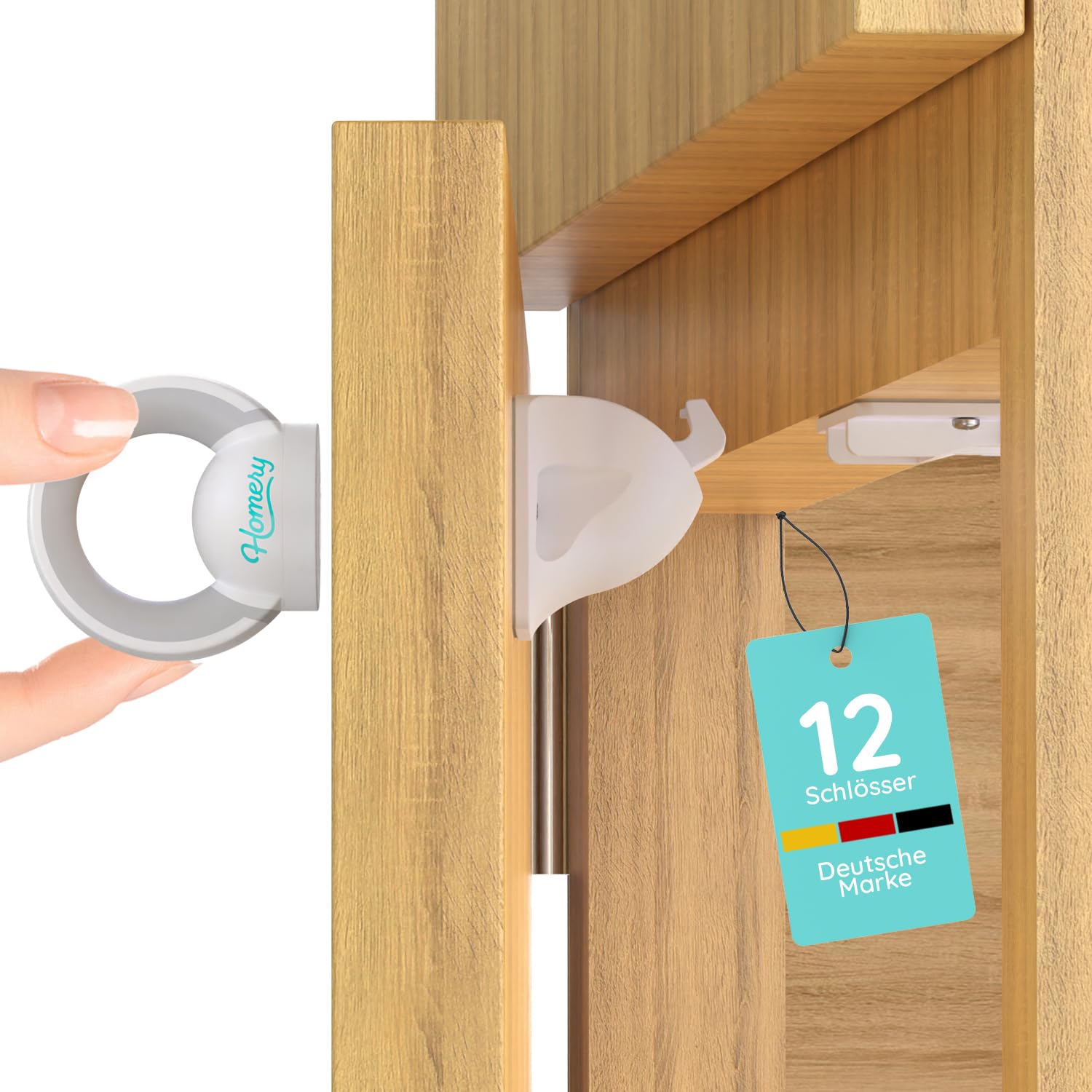 Homery Kindersicherung magnetisch [12 Schlösser, 2 Schlüssel] – Magnet Kindersicherung Schrank, Schubladensicherung Magnet, magnetisches Schrankschloss unsichtbar, Schranksicherung Baby ohne Bohren