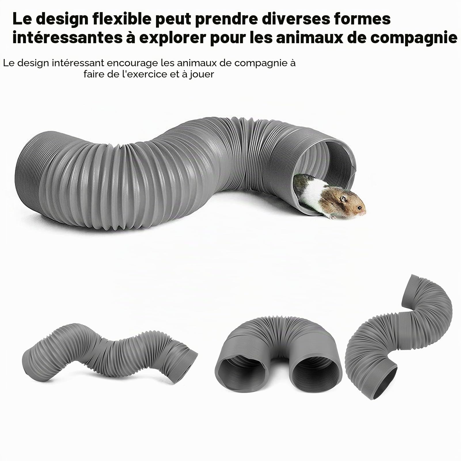 Tunnel rétractable pour Animaux de Compagnie, Tunnel de Jeu pour Petits Animaux Jouet de Tunnel rétractable pour Vison Cochon d'Inde marmotte hérisson Chinchilla(Gris)