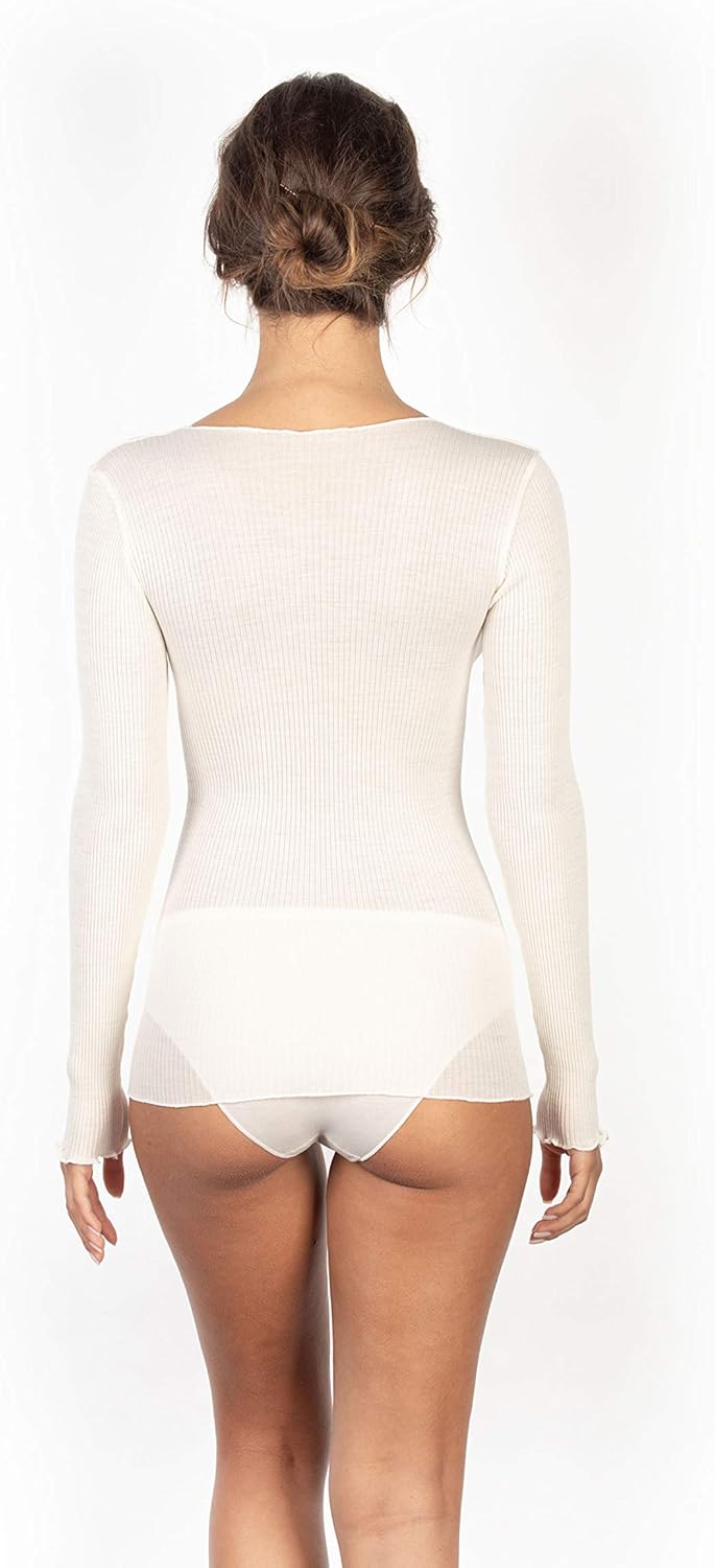 EGI ® Luxury Wool Silk V-Neck Long Sleeve Top. Proudly Made in Italy.(Art.1493) - Image 3