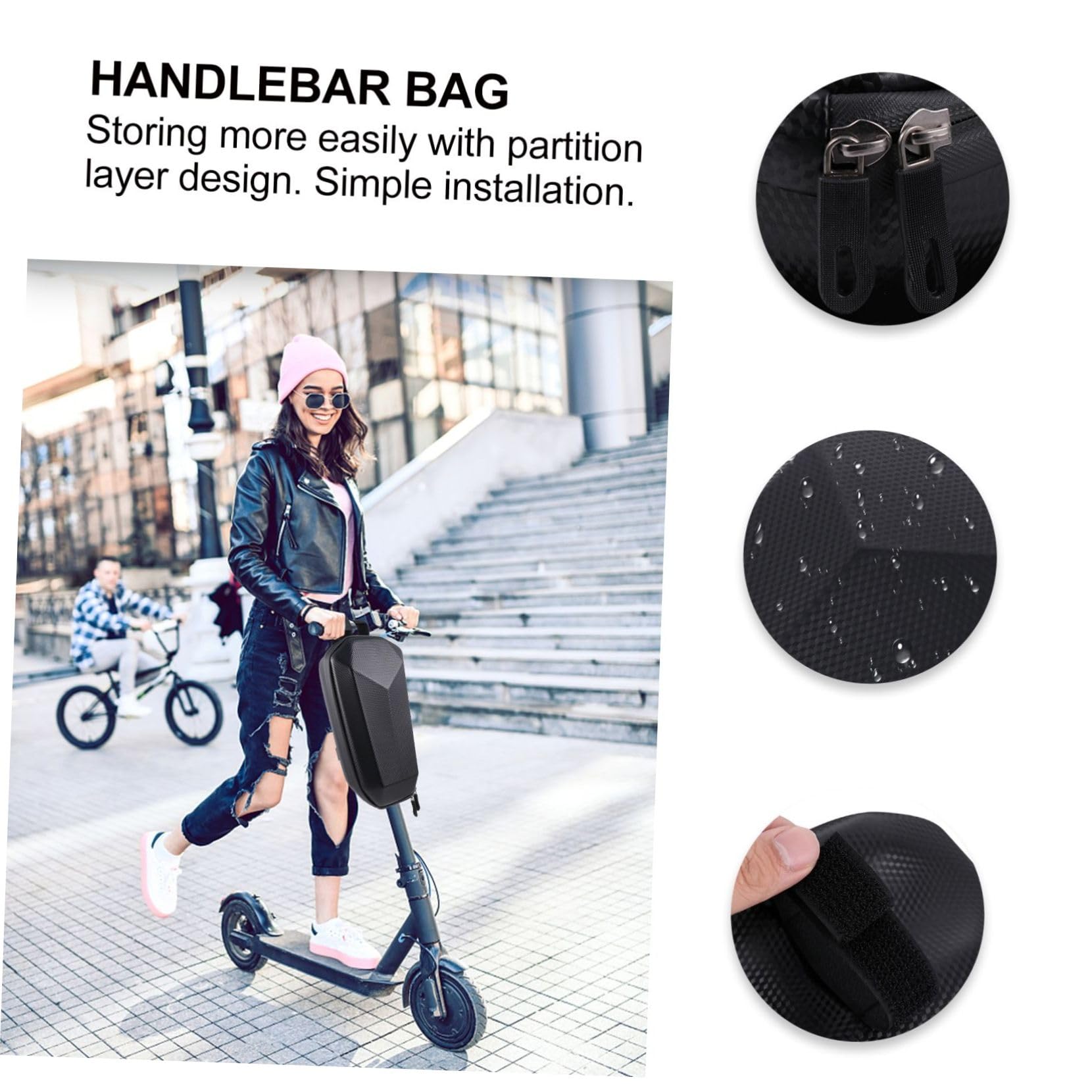 Toddmomy Eva Griffbeutel Scooter -Tasche Koffer Roller Lenkerbeutel Im Freien wasserdichte Beutel Für Scooter-Rucksack Radfahren Handhaben Hartschalen-lenkertasche Black