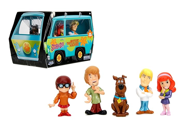 Jada Toys - MetalFigs 2.5" Scooby-Doo! 5-Pack – Shaggy, Scooby, Daphne, Velma, Fred – Die-Cast Figures – Collectible Display – Ages 8+