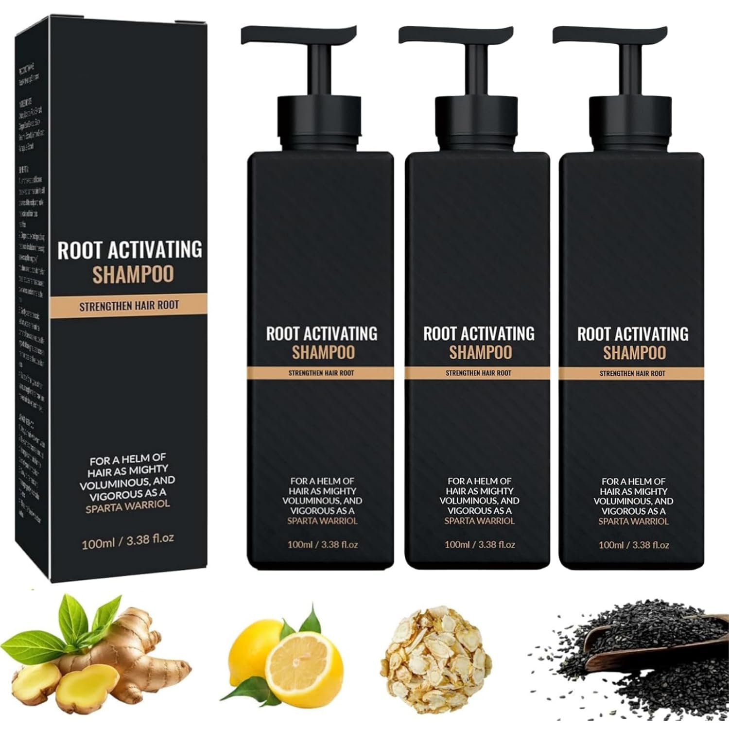 Hair Growth Shampoo Root Activating Shampoo Hair Thickening Shampoo for Men and Women Anti-Hair Loss Repair Care Shampoo 3 Pieces