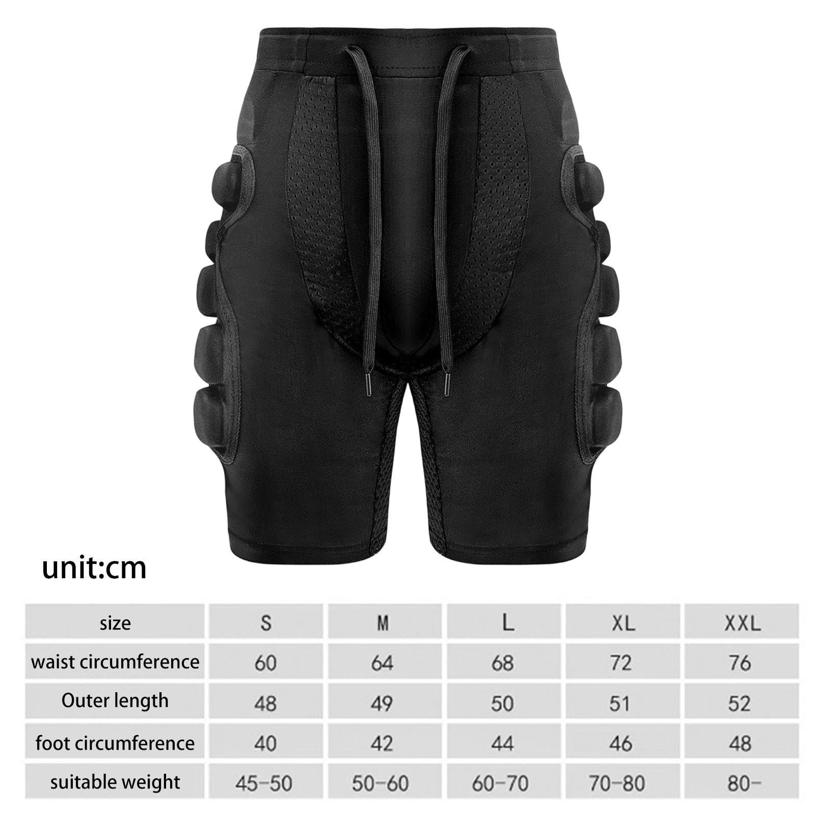 Générique Padded Shorts de Protection pour Homme avec Coussinets EVA Absorbant Les Chocs Taille Ajustable Matériau Respirant Adaptés à La Pratique du Vélo du SK, M