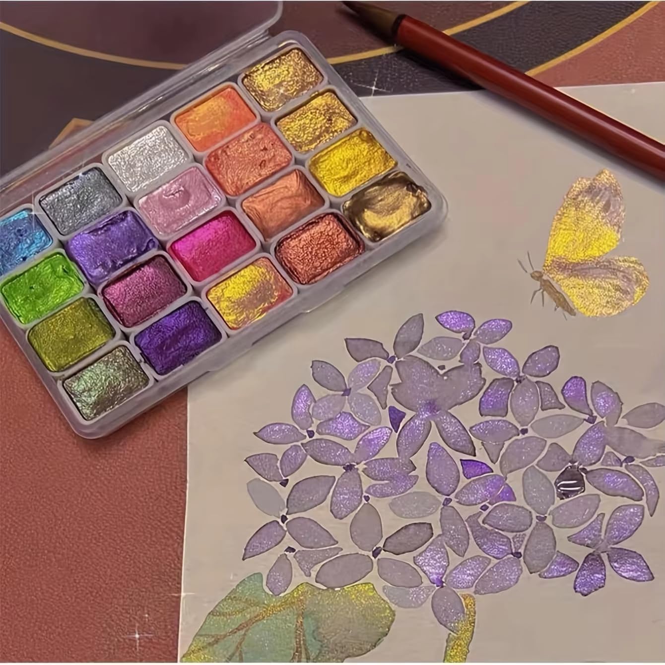 Forestry Shifting Watercolor Painting Set，60 Colors Watercolor Painting Set，Metallic Watercolors，Glitter Watercolor Paint For Children Adults Art Paint (60 colors 1ml （1* Pen）)