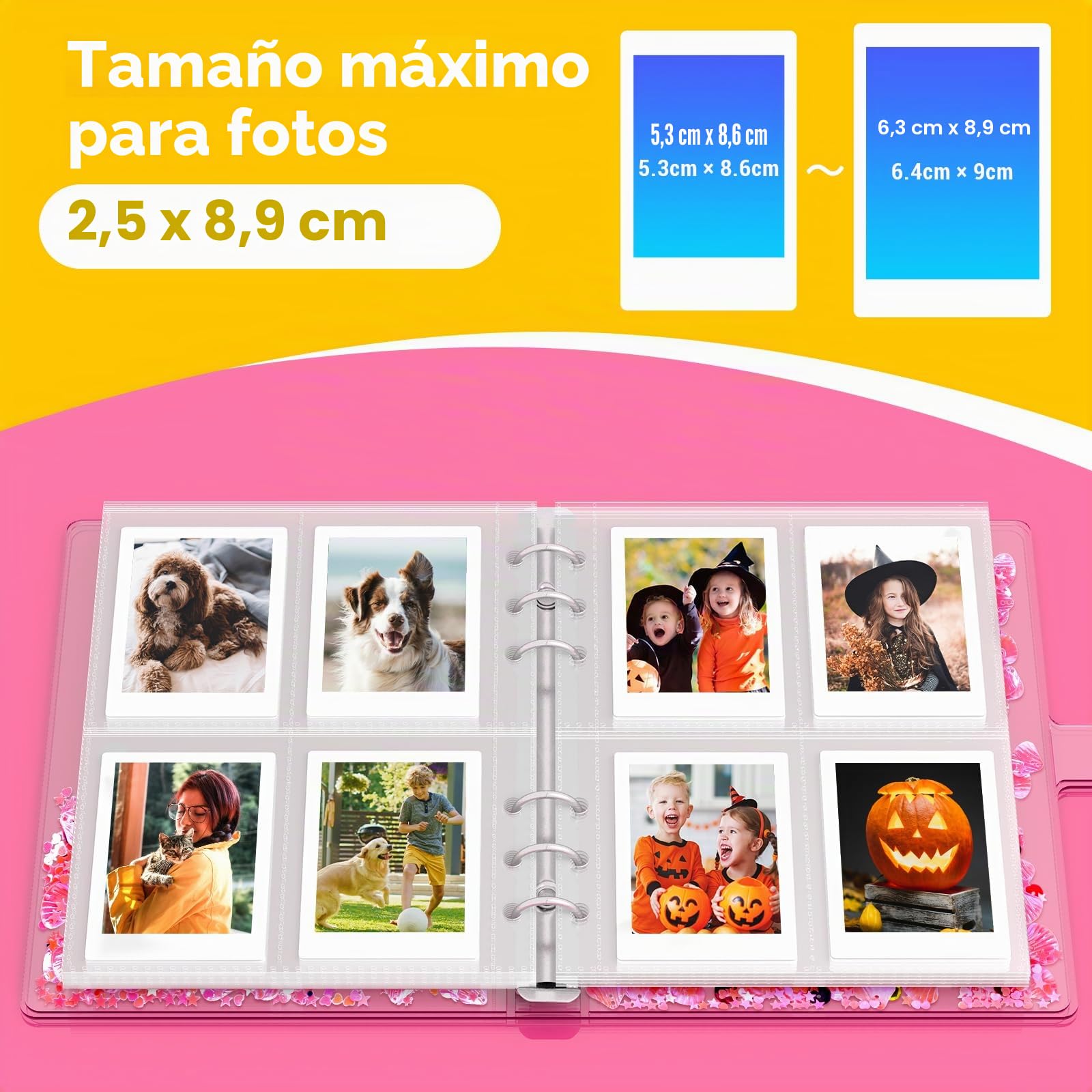 Álbum de fotos pequeño para Instax Mini, álbum de fotos para Polaroid, álbum de fotos para niños, para Instax Mini 11 12 40 KODAK Mini Photo (200 fotos) | Álbum de fotos para Polaroid, compatible con Fujifilm Instax Mini 11 12 40 Kodak Mini Photo, Medias