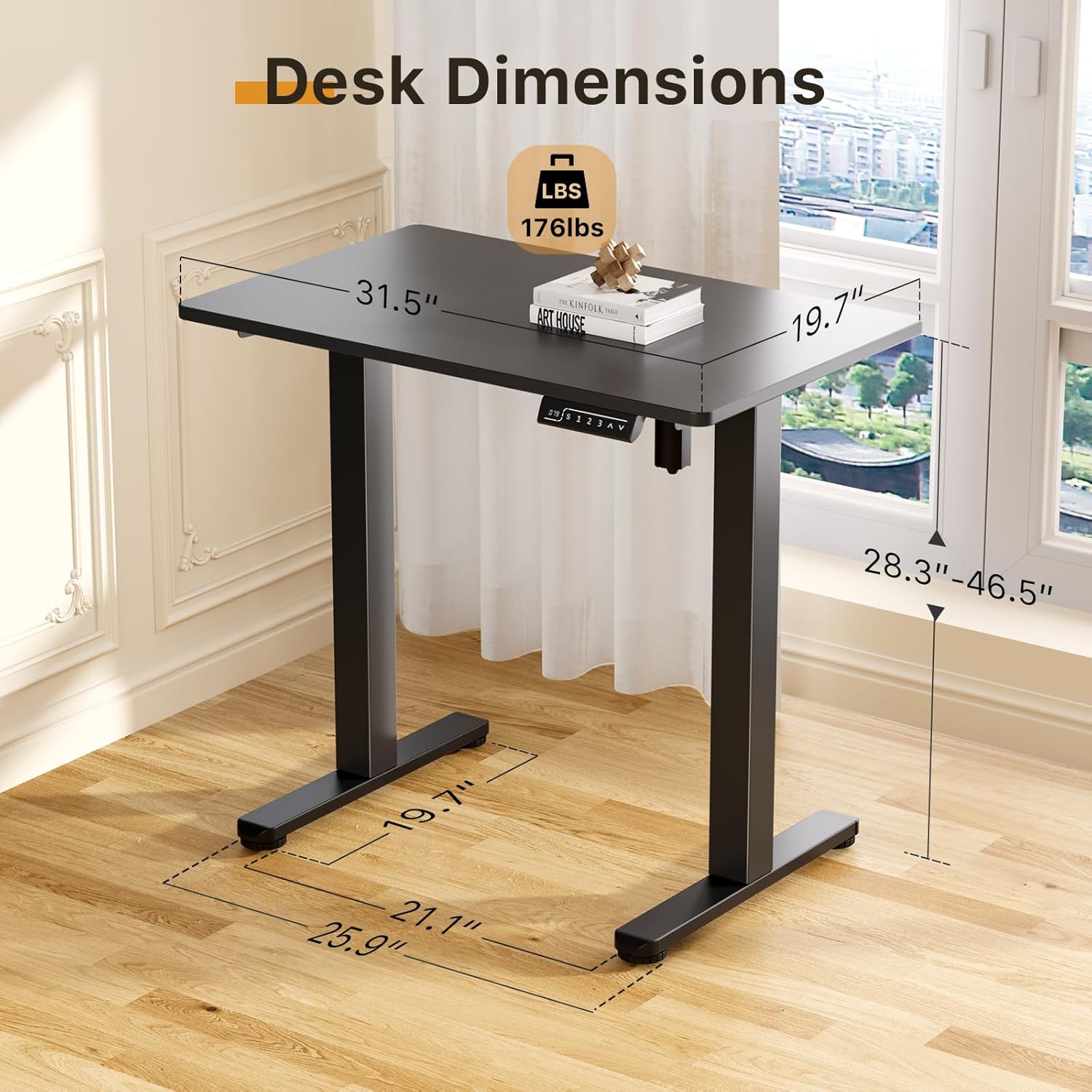 joy worker small electric standing desk, 31.5" x 20" whole piece height adjustable desk with memory controller, black sit to stand workstation for home office black 31.5" x 20"