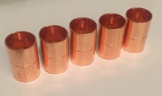 End Feed Copper Straight Couplers 22mm x 22mm - 5 Pack