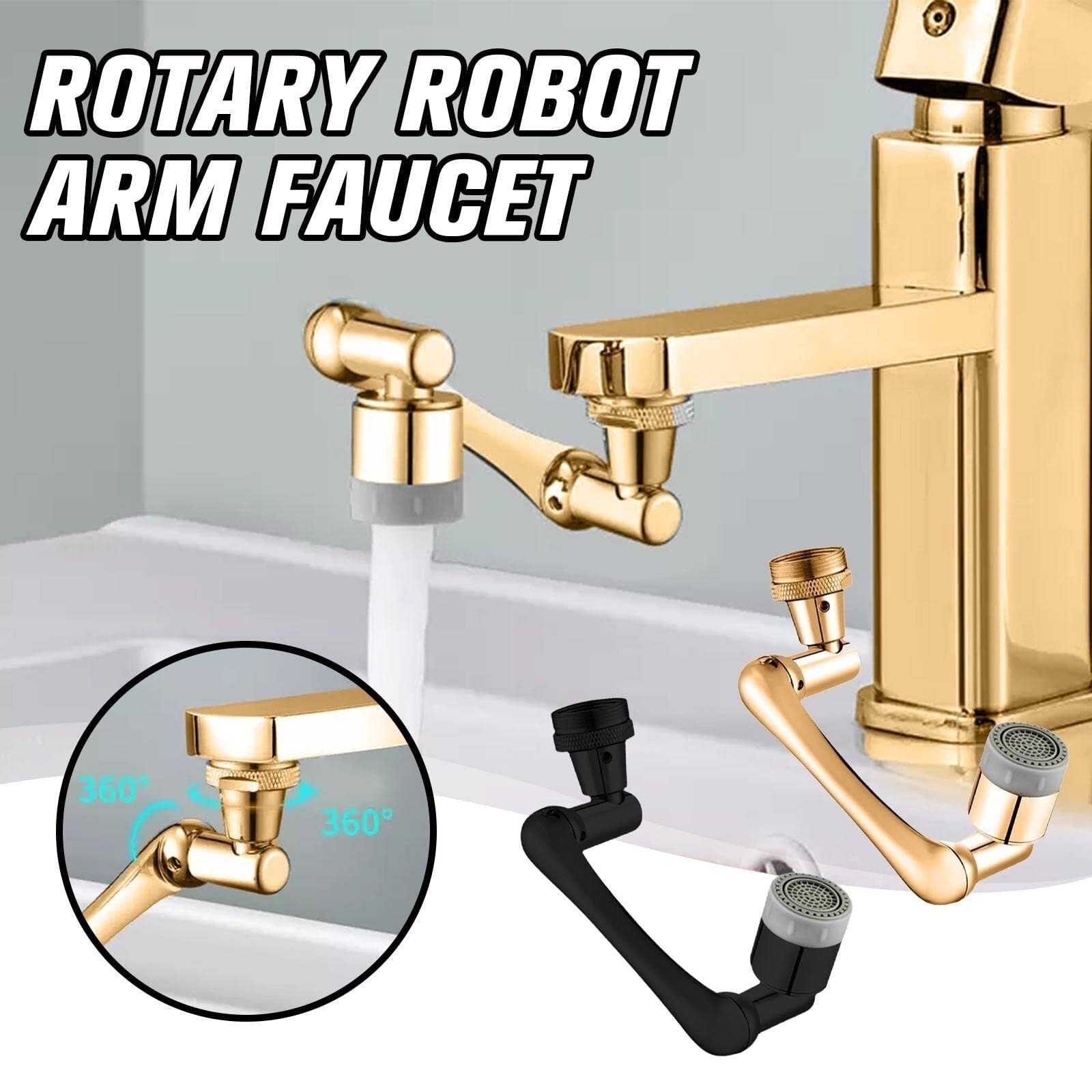 Perlator Kuchenna Dla Rodzin Hoteli Obrotowy Perlator Do Kranu Uniwersalny Przedłużacz Umywalki Filtr Adapter(Black)