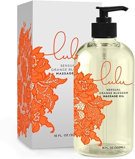 Lulu Orange Blossom Massage Oil, Sweet Almond, Jojoba & Macadamia Oils, Lightweight Non-Greasy Body Oil Smooth Skin & Relaxation Aromatherapy Date Night Couples Massage & Massage Therapy 16 fl oz Pump