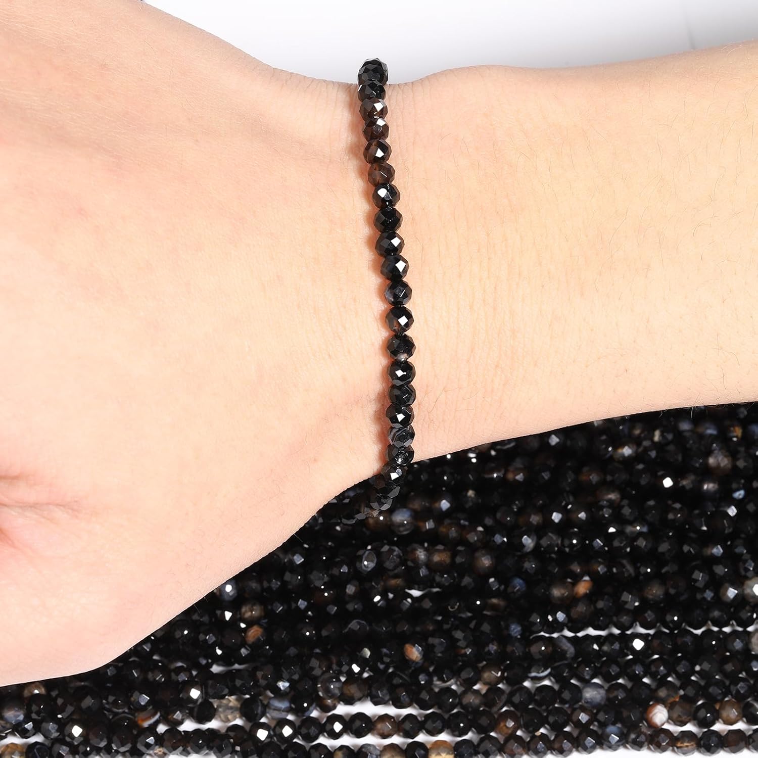 Song Xi 180pcs 2mm Natural Obsidian Gemstone Beads Faceted Round Loose Stone Beads for Jewelry Making - Image 2