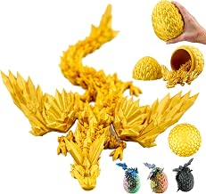 3D Dragon in An Egg Figurine - Decorative Collectible Figurine 20cm with Egg 10cm, Golden Dragon with Articulated Element, Deco Fantasy (14+)