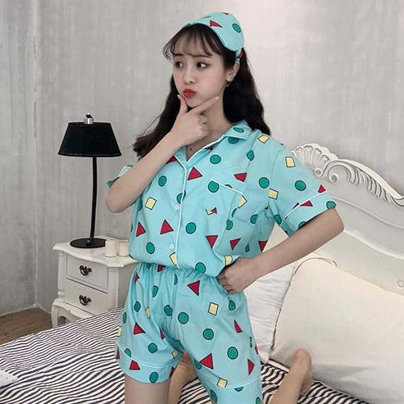 Amazon クレヨンしんちゃん パジャマ短袖 部屋着 上下セットルームウェア アイマスク付き パジャマ ルームウェアセット 通販