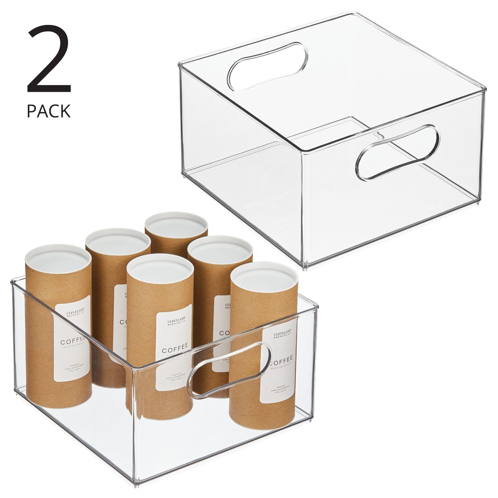 mDesign Kühlschrankbox – Kunststoffkiste für Obst, Konserven, Medikamente und vieles mehr – große Aufbewahrungsbox aus robustem Kunststoff für Küche und Speisekammer – 2er-Set – durchsichtig