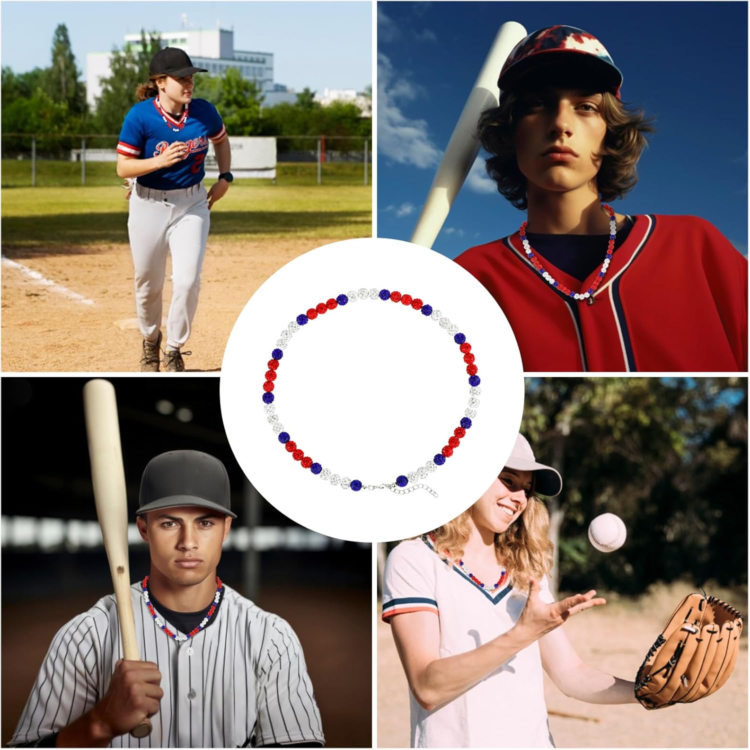 12 PCS Bling Baseball Necklaces for Men Women, Ice Rhinestone Discoball Bling Baseball Beaded Necklaces Gifts for Players - Image 7