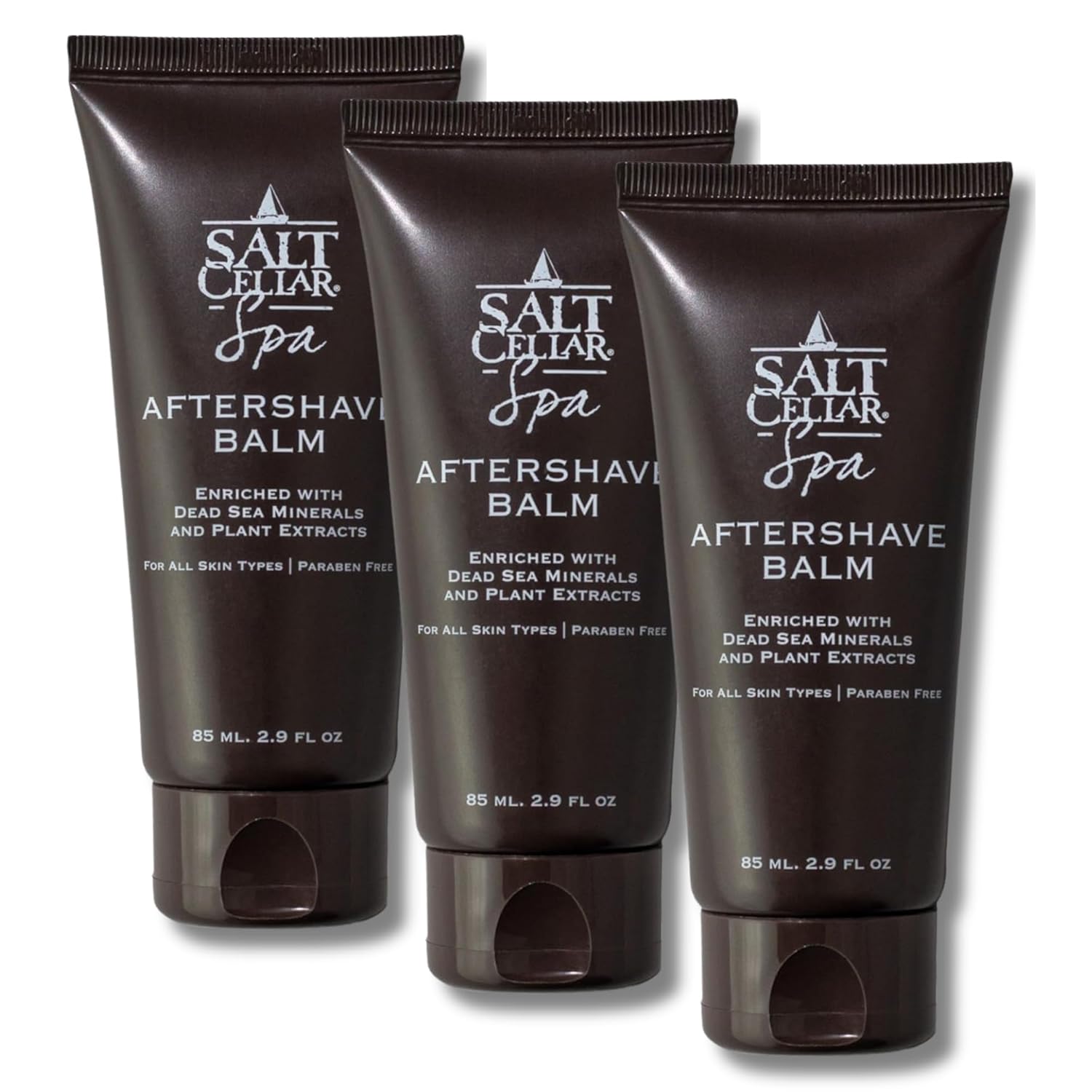 Salt Cellar Dead Sea Aftershave Balm – All-Natural Men’s After Shave with Botanical Extracts. Soothes Razor Burn, Hydrates Skin, and Absorbs Fast. Paraben-free. (Pack of 3, Dead Sea Minerals)