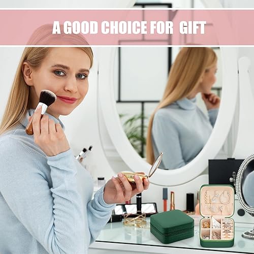 Miniatura 5 de Taiyin Caja de joyería de viaje Organizador de viaje Pequeño joyero Caja de regalo de dama de honor Mini caja organizadora de almacenamiento (verde)