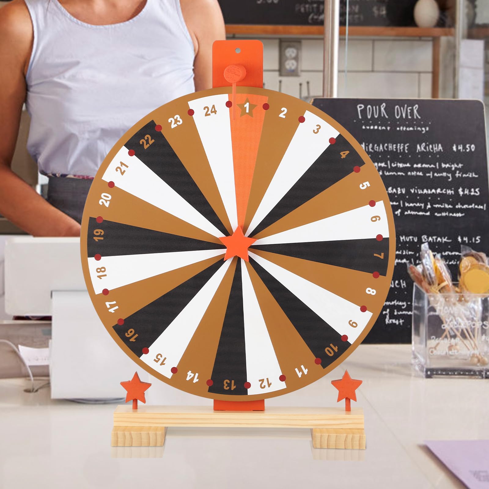 Ruota della Fortuna 37CM con Ruota della Lotteria Personalizzata 24 Slot, Ruota della Fortuna Cancellabile a Secco, Ruo-Ta de-lla FO-rtuna 24 Slot Colorate, Gioco di Cinque Colori Ruota