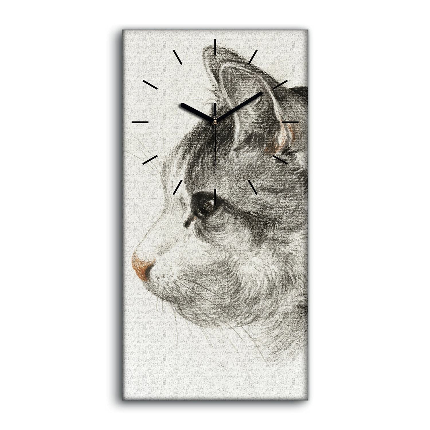 Horloge sur toile décoration chat pour une ambiance salon cosy