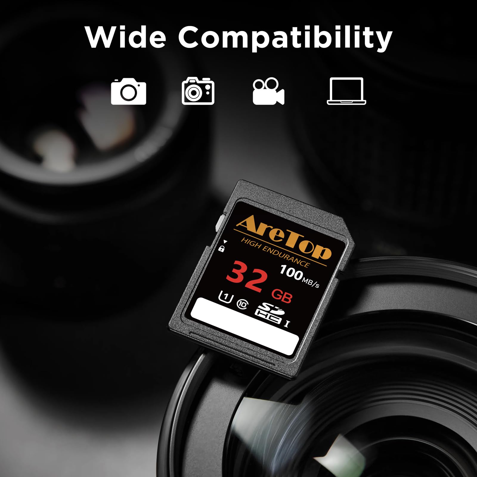 AreTop Tarjeta SD de 32 GB, paquete de 5 tarjetas de memoria SDHC UHS-I Clase 10, paquete de 5 tarjetas digitales seguras de video Full HD de 32 GB para cámaras, DSLR, cámaras de acción y cámara de