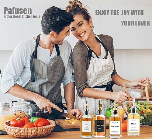 Miniatura 7 de Pafusen Paquete de 2 botellas dispensadoras de aceite de oliva, botellas de aceite de 12 onzas para cocina, dispensador de jarabe de café de aceite
