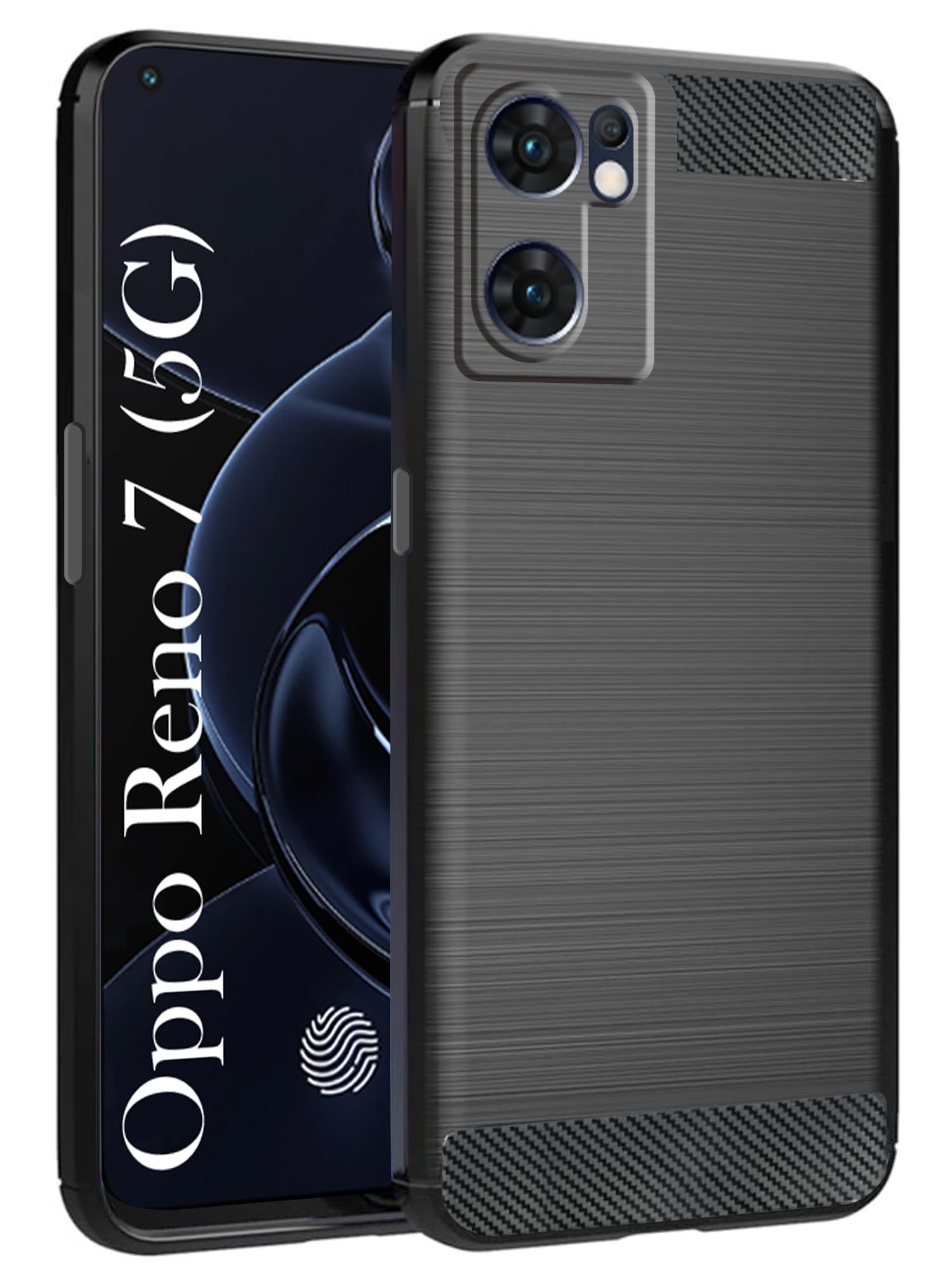Jkobi Back Cover Case for Oppo Reno7 5G | Reno 7 5G (Hybrid Armor Case | Carbon Fiber Shockproof | Soft and Flexible | Black) (B0D6BN2Z47) Amazon Price History, Amazon Price Tracker