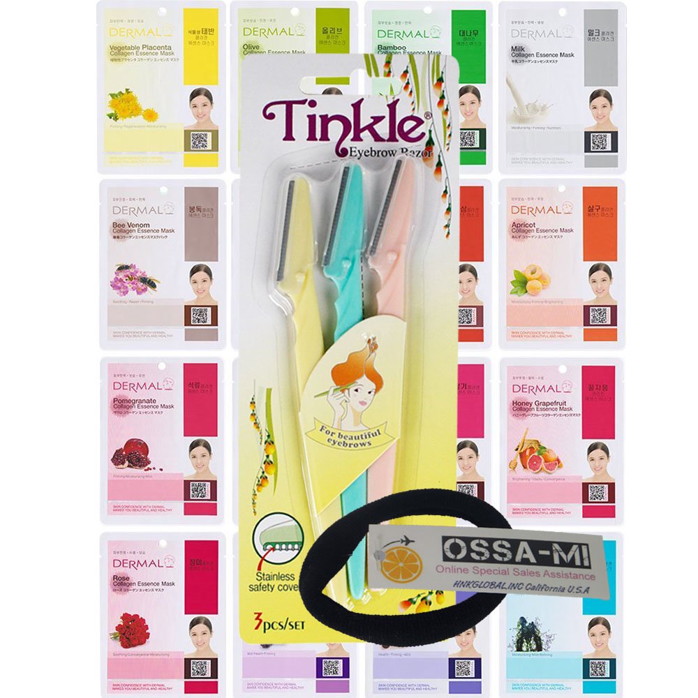 Tinkle Eyebrow Razor 1ea & Dermal Essence Face Mask 16ea-OSSAMI TD Set