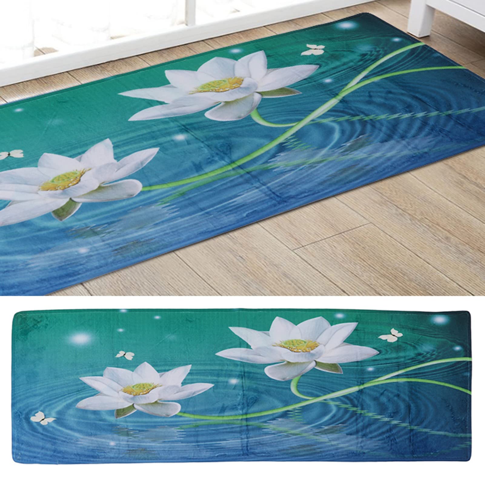 Tappetino Da Bagno 45x75 Cm Lavanda Con Farfalle – Morbido Velluto Corallo, Antiscivolo, Stampa Floreale