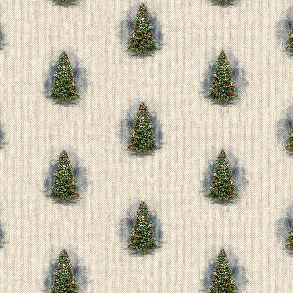 Cotton Rich Linen Look Digital Christmas Allover Prints - Half METRE 50 X 140cm