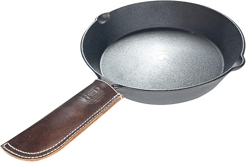 Miniatura 3 de Hide & Drink, Funda para mango de sartén hecha a mano de piel de grano completo y piel de oveja, color marrón bourbon
