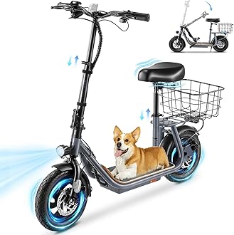 Caroma Peak 800W Electric Scooter with Seat,25 Miles Max Range,Electric Scooter Adults&Teens,Up to 20MPH Foldable Ebike,Key Start Adjustable E-Bike with Kid Seat,Commuter Escooter,Gray