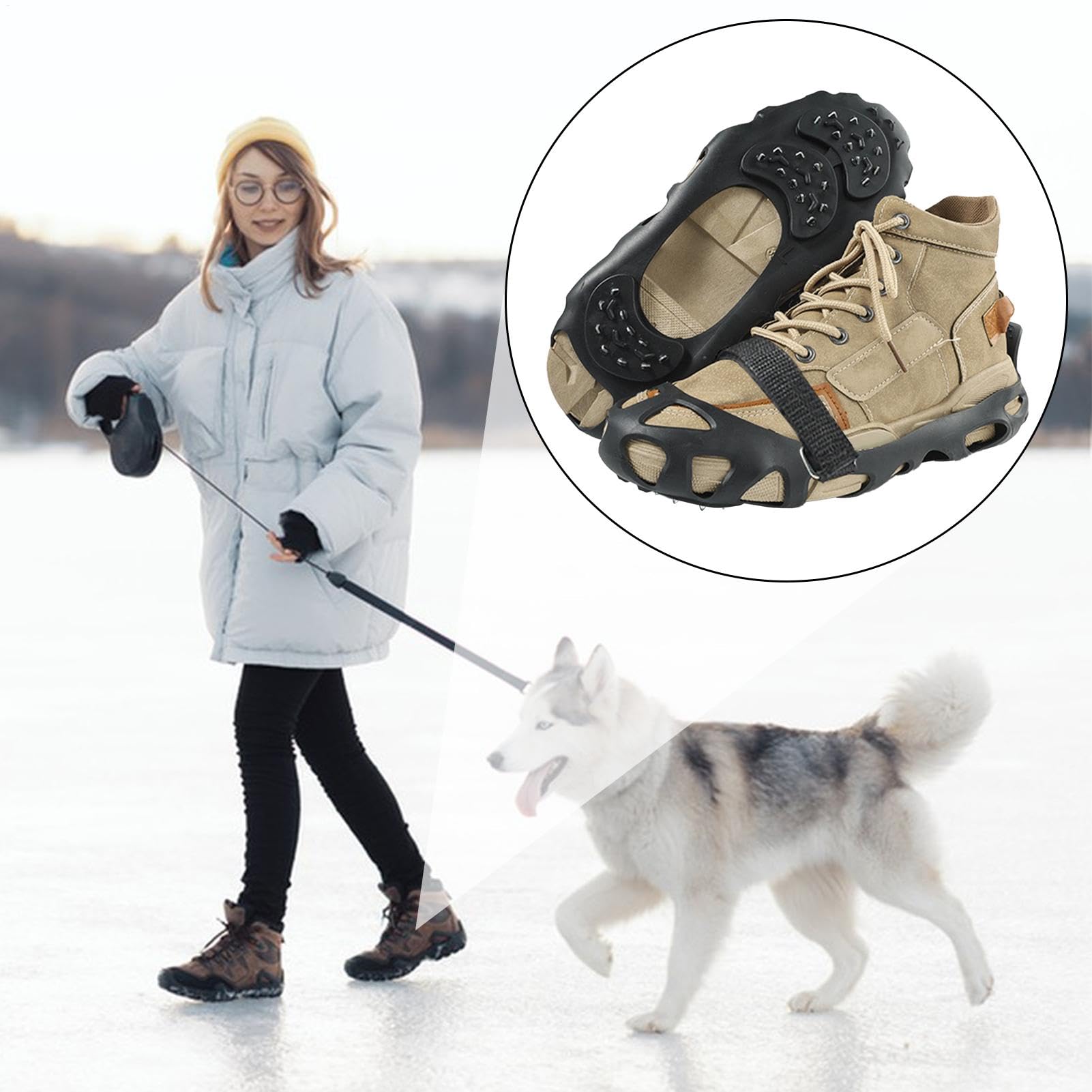 Artigli da ghiaccio antiscivolo generici, tacchetti per scarpe per neve e ghiaccio, artigli da ghiaccio antiscivolo a 30 denti per scarpe - Artigli da ghiaccio multiuso, pinze da neve