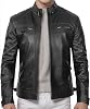 DECIMAL Mens Black Genuine Lambskin Leather Biker Jacket VINTAGE REAL MOTORCYCLE JACKETS FOR MEN