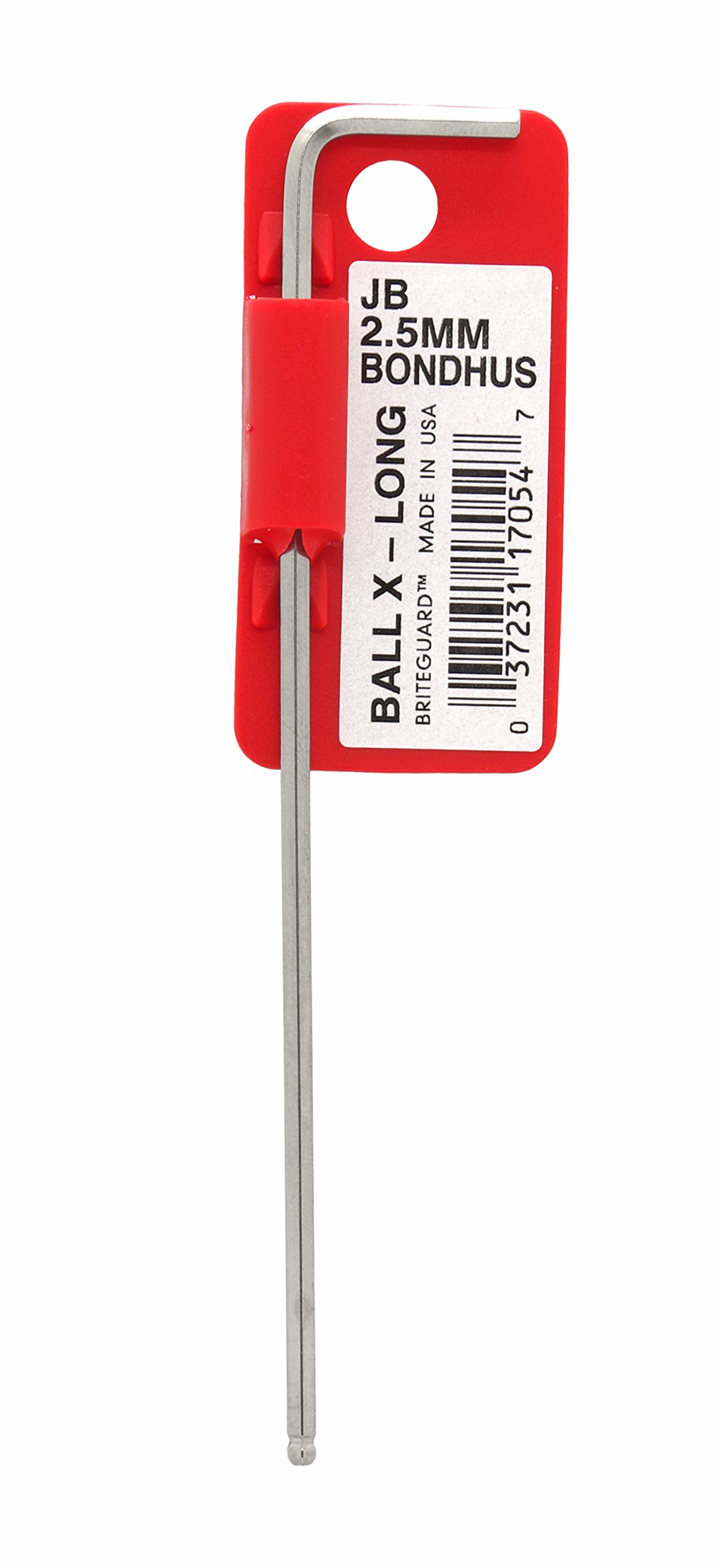 Bondhus Multi 17054 Tagged And Barcoded 2.5Mm Ball End Tip Hex Key L-Wrench With Briteguard Finish, 112Mm