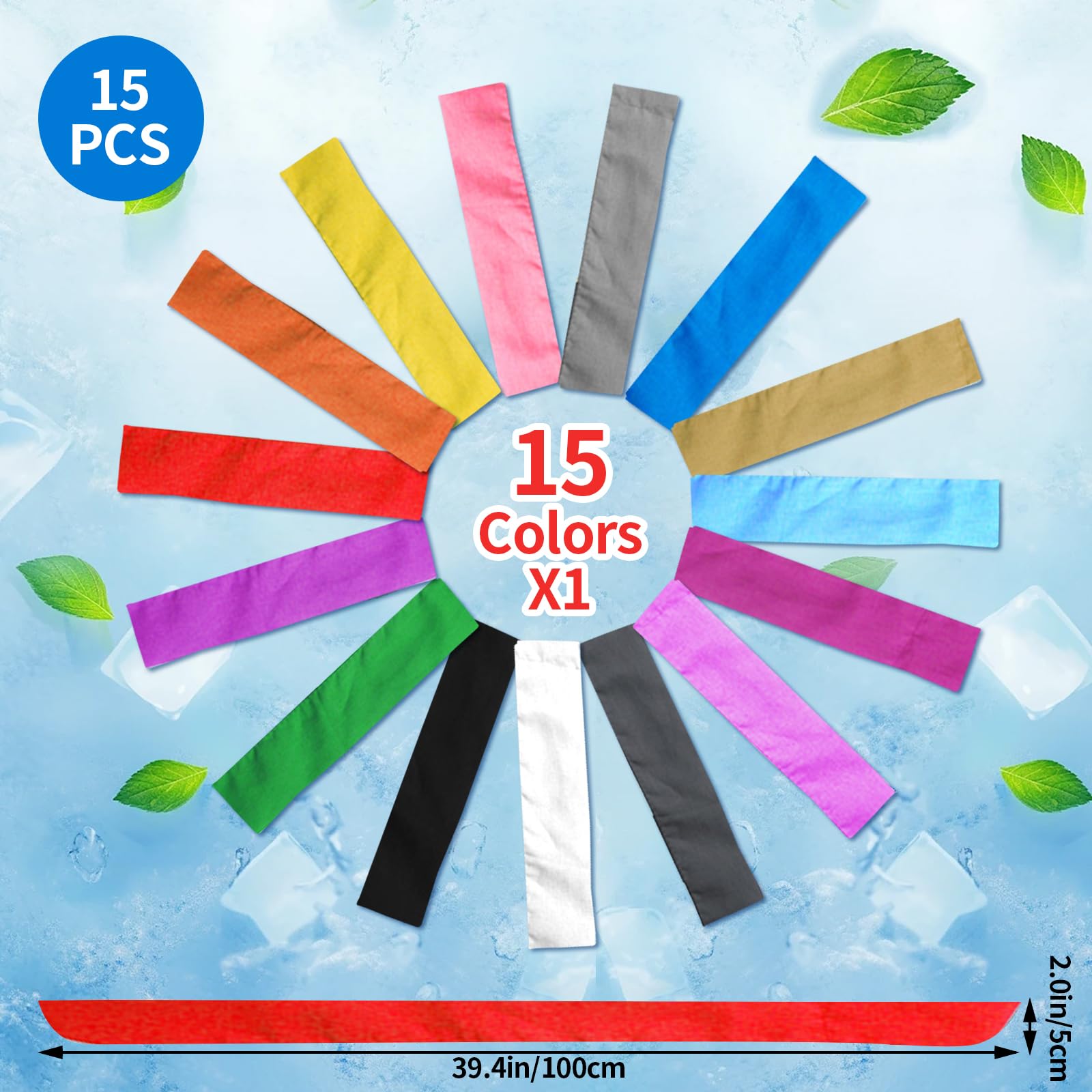 15Pcs Cooling Neck Wraps,Neck Coolers for Hot Weather,Summer Cooling Accessories,Reusable Cooling Wraps for Neck,Cooling Headband for Hiking Camping Athletes Outdoor Hot Summer for Women Men Dog