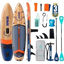 Niphean Inflatable Stand Up Paddle Board with Deep Blue 3-Piece & Green 4-Piece Paddles, Anti-Slip EVA Deck,10'6'' Paddle Board for Adults & Youth
