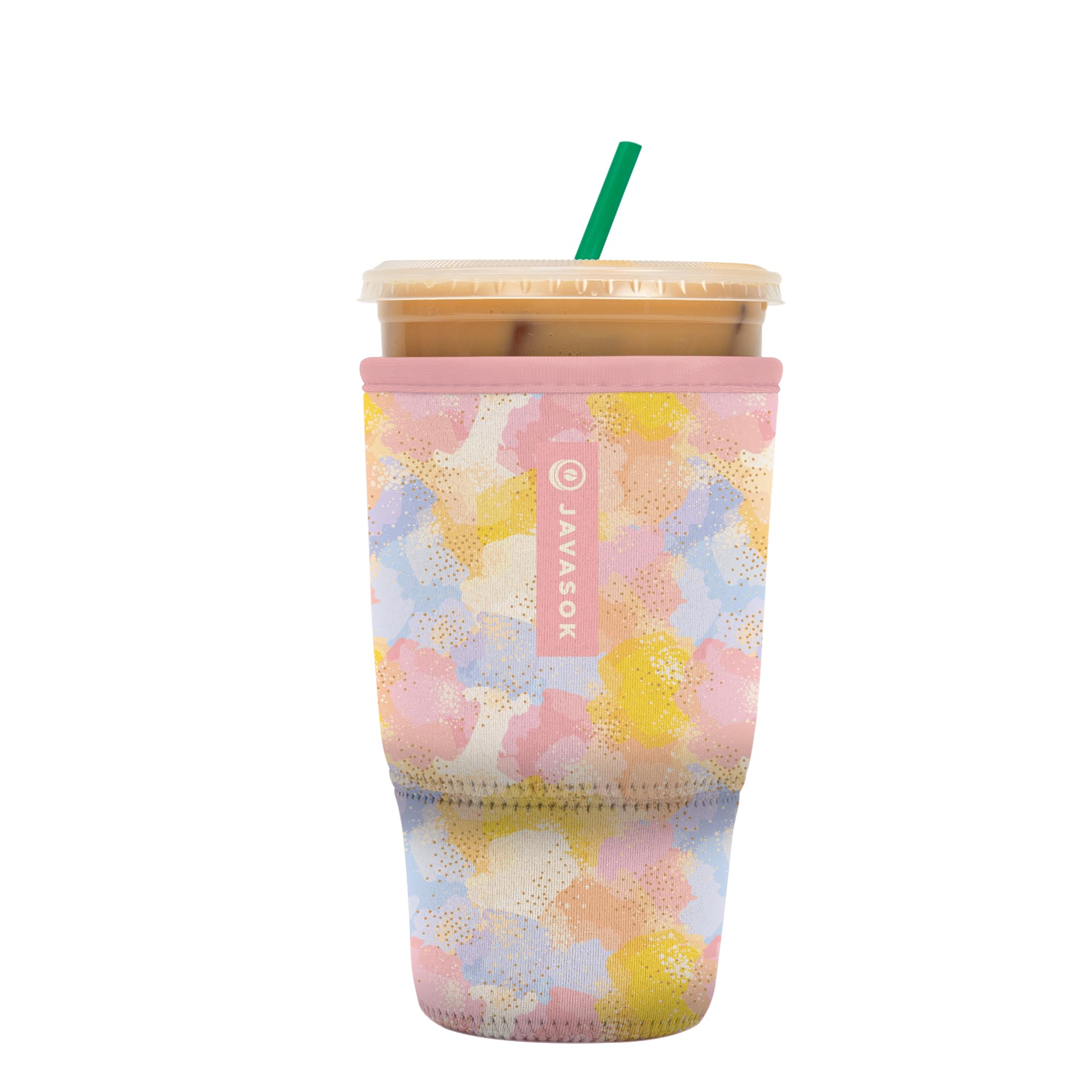 Sok It JavaSok Iced Coffee & Cold Soda Insulated Neoprene Cup Sleeve (Watercolor Glimmer, Large: 30-32oz)